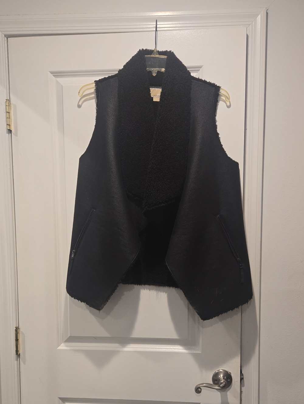 Michael Kors Black Faux Shearling Vest Jacket